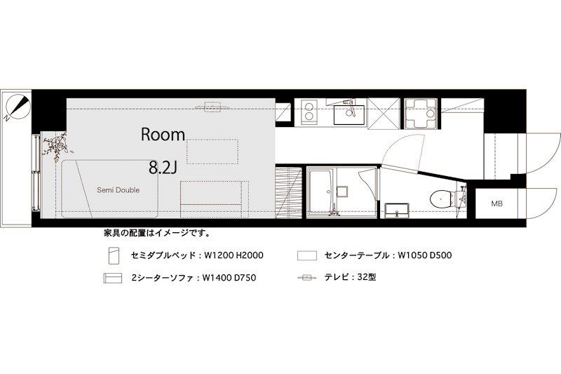 日神プラザ中目黒(ワンルーム/8階)の間取り写真