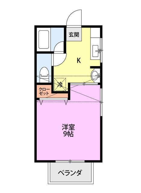 フレッシュ南台(1K/1階)の間取り写真