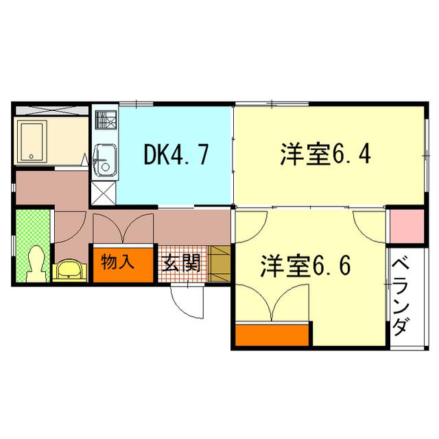 グランディアI(1LDK/2階)の間取り写真