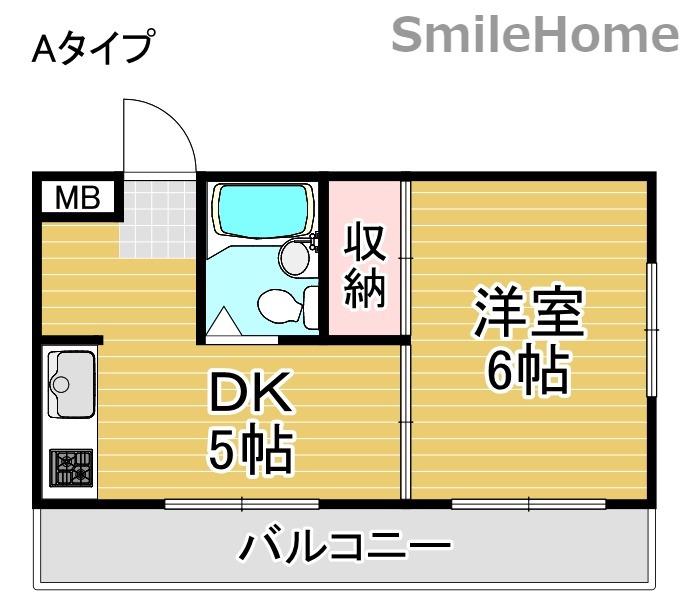 コーポ和秀(1DK/3階)の間取り写真