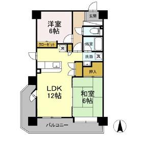 サンライトヒルズ広川(2LDK/2階)の間取り写真
