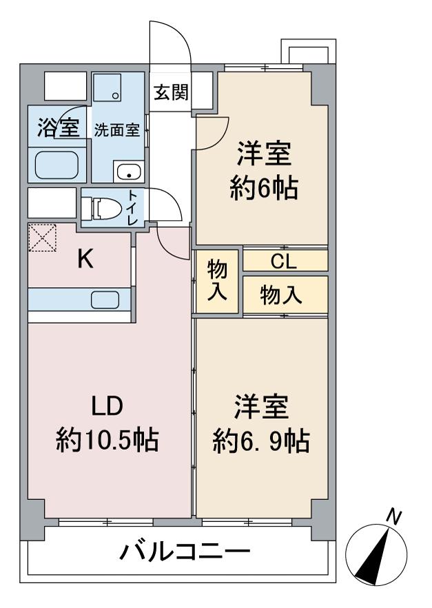 ラトゥール一社(2LDK/4階)の間取り写真