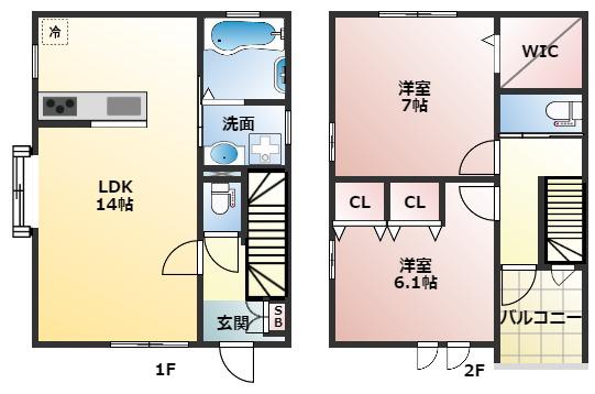 ヴェルラフィーネ帝塚山(2LDK/1階)の間取り写真