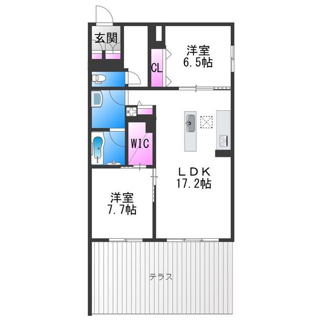 クレイエール(2LDK/1階)の間取り写真