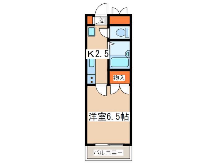 カメリア第2(1K/2階)の間取り写真