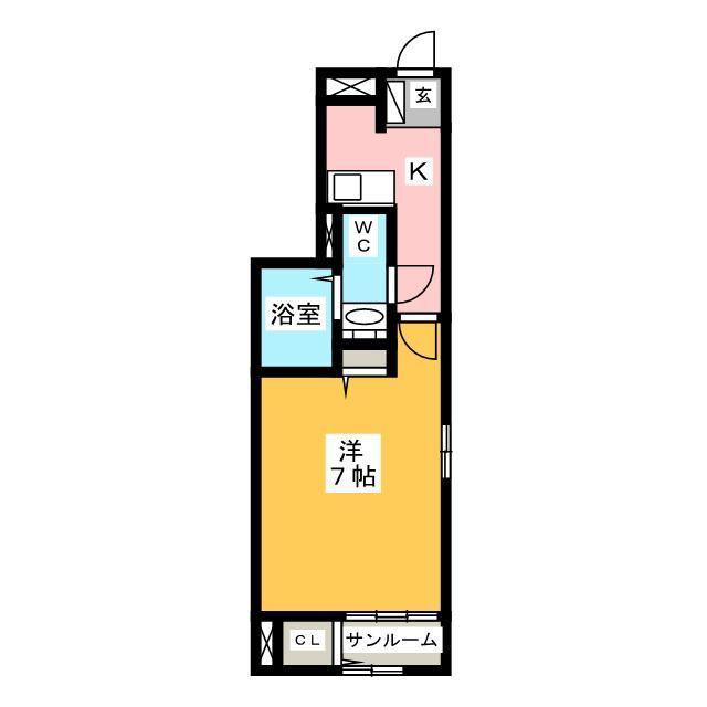 フォレスタ大和(1K/1階)の間取り写真