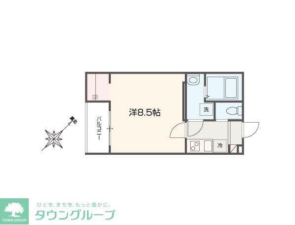 MELLAS新狭山III(1K/1階)の間取り写真
