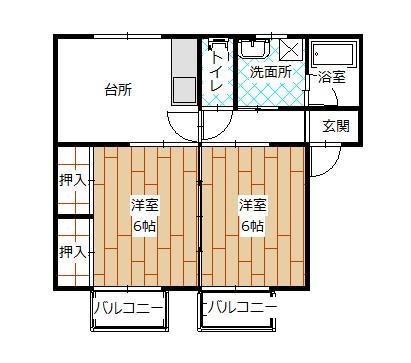 セブンハイツA棟(2DK/1階)の間取り写真