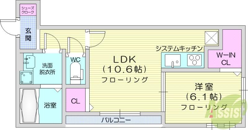 DーROOM すいせん通(1LDK/3階)の間取り写真