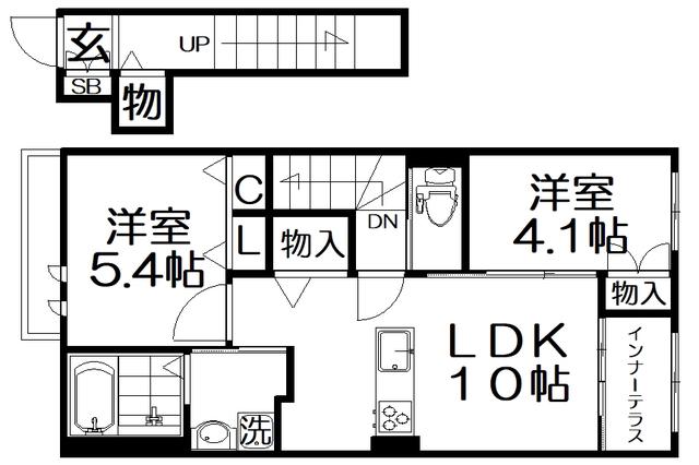 アーベルジェ音羽(2LDK/2階)の間取り写真