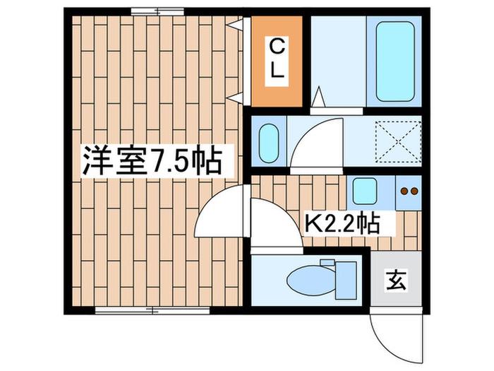 ヴァンベール(1K/1階)の間取り写真