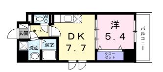 ウィングコート天王寺(1DK/2階)の間取り写真