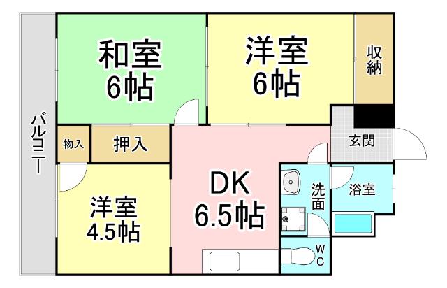 エステート井堀(3DK/4階)の間取り写真