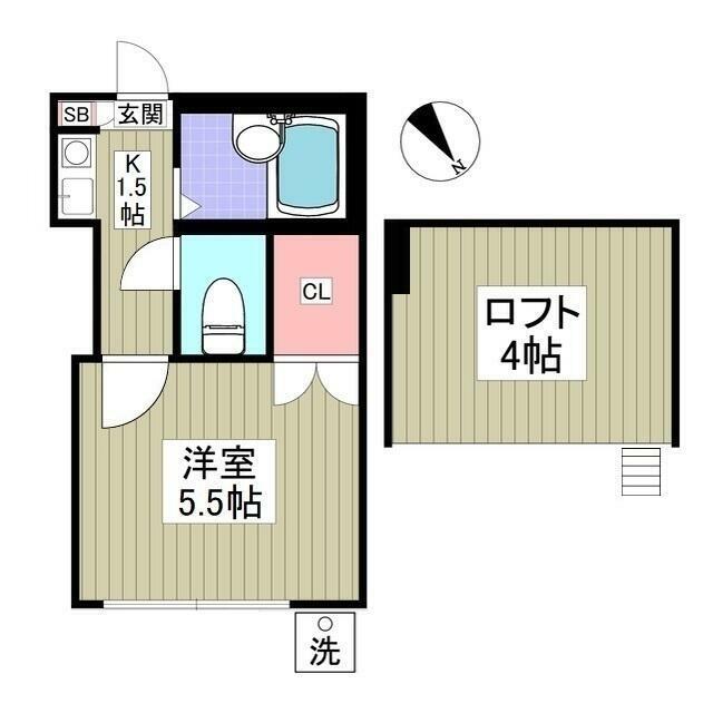 フリーダムB棟(1K/1階)の間取り写真