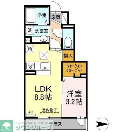 アンジュール西落合(1LDK/1階)の間取り写真