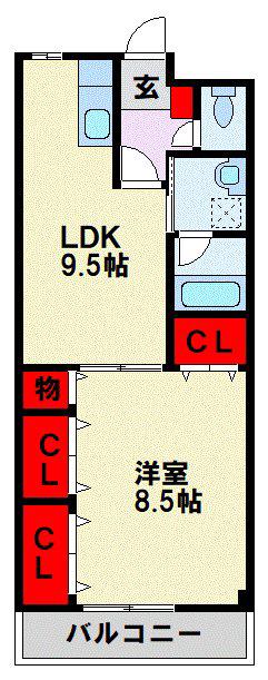 東海マンション(1LDK/2階)の間取り写真