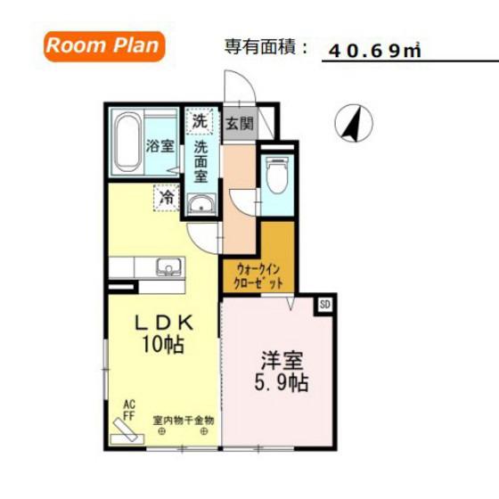 グランドスイート匠五番館(1LDK/1階)の間取り写真