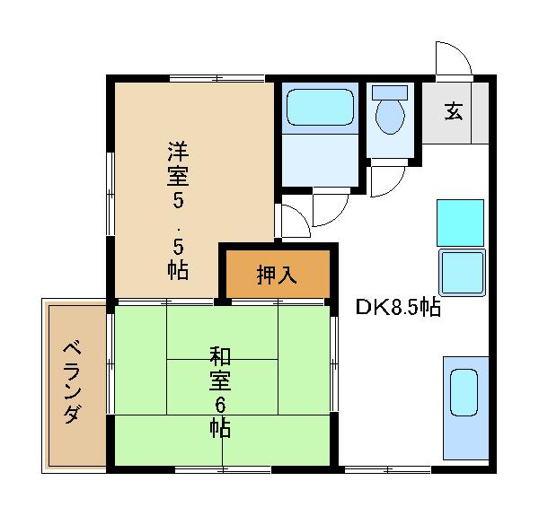 メゾン西前原(2DK/2階)の間取り写真