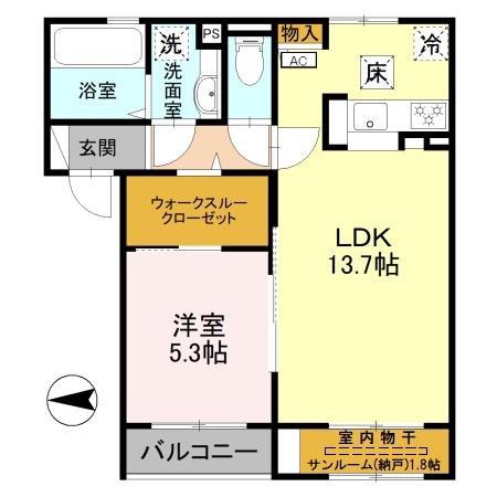 M・K SQUARE II (1LDK/1階)の間取り写真