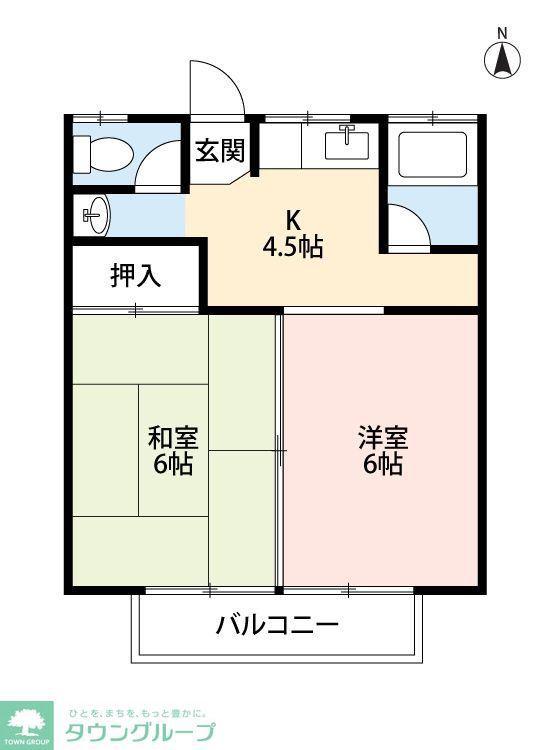 トレス流山I(2K/1階)の間取り写真