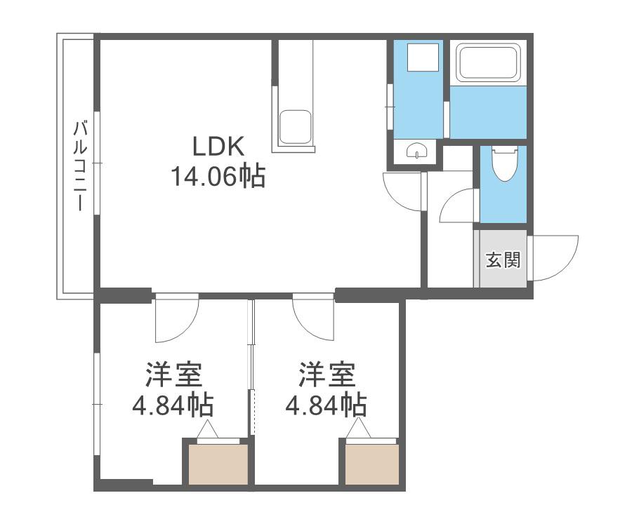 エフビル14(2LDK/4階)の間取り写真