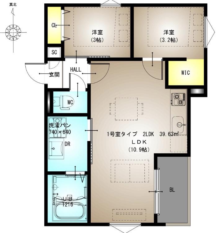 REGALEST 川西III(2SLDK/1階)の間取り写真