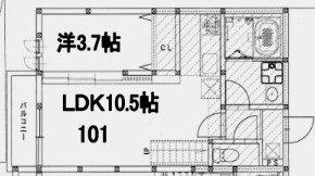 アンピオ姪浜壱番館(1LDK/1階)の間取り写真