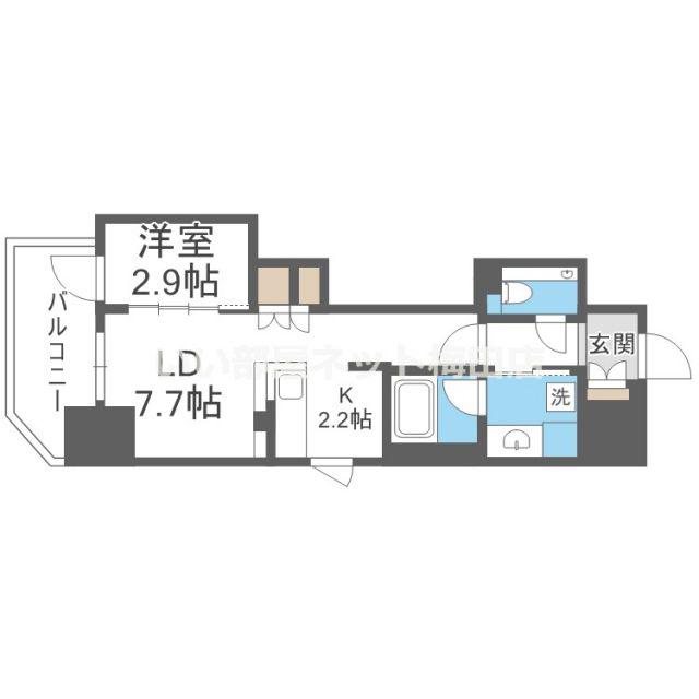 コンフォリア・リヴ博労町一丁目Q(1LDK/14階)の間取り写真