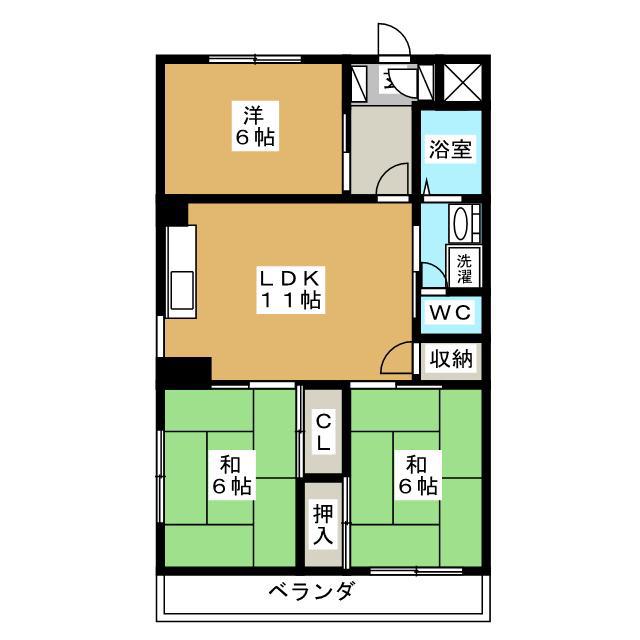 ガーデンスクエア調布(3LDK/4階)の間取り写真