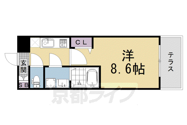 CREST TAPP 京都太秦天神川 DEX II(1K/1階)の間取り写真
