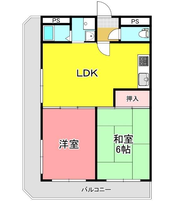 ハッピーコート明石(2LDK/6階)の間取り写真