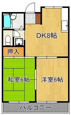 和光第二ビル(2DK/3階)の間取り写真