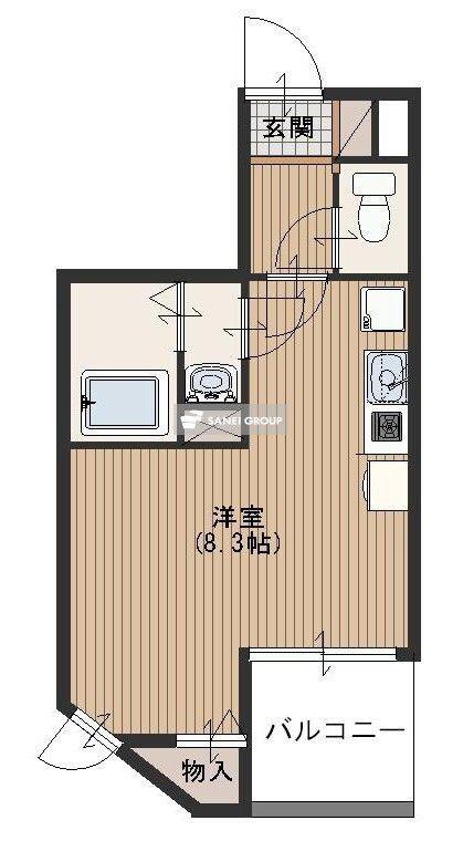 サンライズ(ワンルーム/4階)の間取り写真