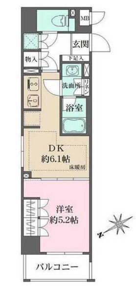 グランスイート東京(1DK/7階)の間取り写真