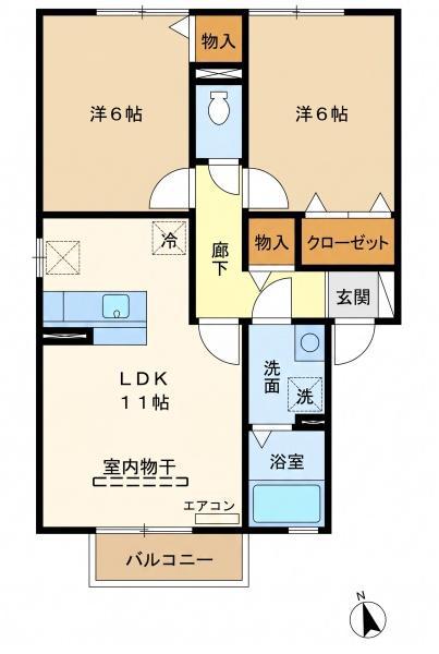 ソレアードⅢ(2LDK/1階)の間取り写真