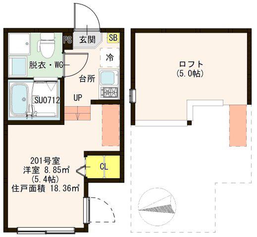 MISANGA(ワンルーム/2階)の間取り写真