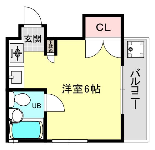 MSCOURT西宮仁川(ワンルーム/3階)の間取り写真