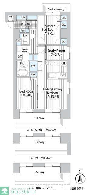 GOTEN武蔵小杉(3LDK/2階)の間取り写真