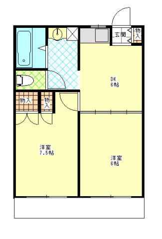 湘南ルナテラス(2DK/2階)の間取り写真