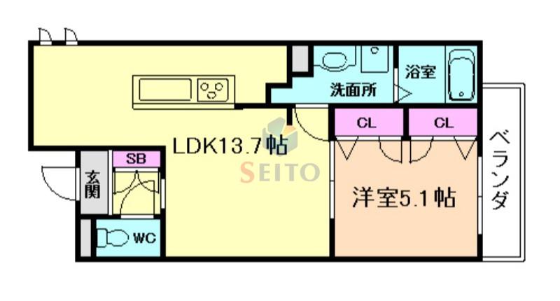 アーククレスト豊中駅前(1LDK/2階)の間取り写真
