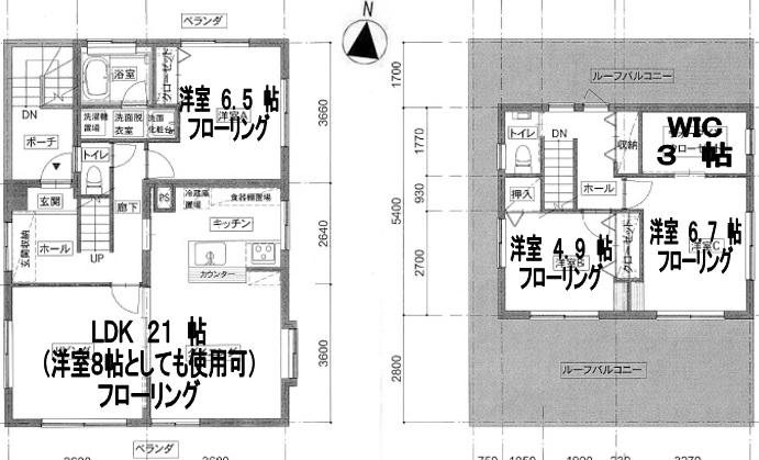 ノースピヨラ メゾネット ふるりのべ ルーフバルコニー(3SLDK/3階)の間取り写真