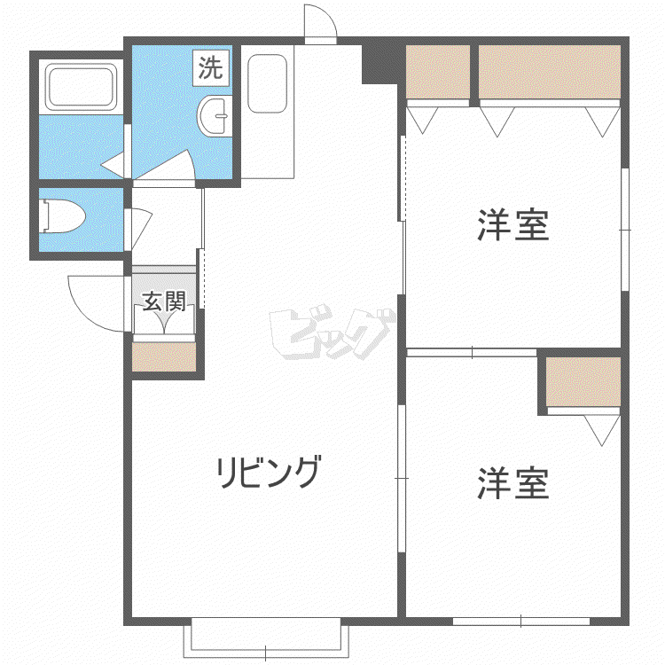 セレッソ栄通I(2LDK/2階)の間取り写真