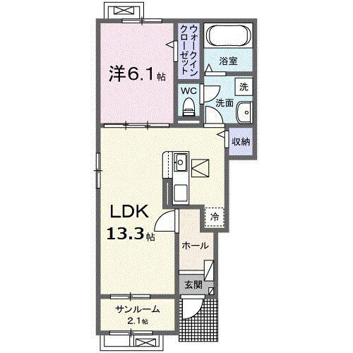 K パレス 2(1LDK/1階)の間取り写真