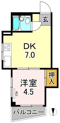 アベノサンク(1DK/4階)の間取り写真