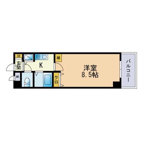 パークコート太宰府(1K/2階)の間取り写真