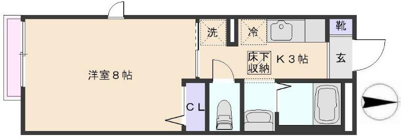 フォレスタI(1K/1階)の間取り写真