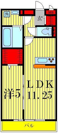 セピアコート(1LDK/3階)の間取り写真