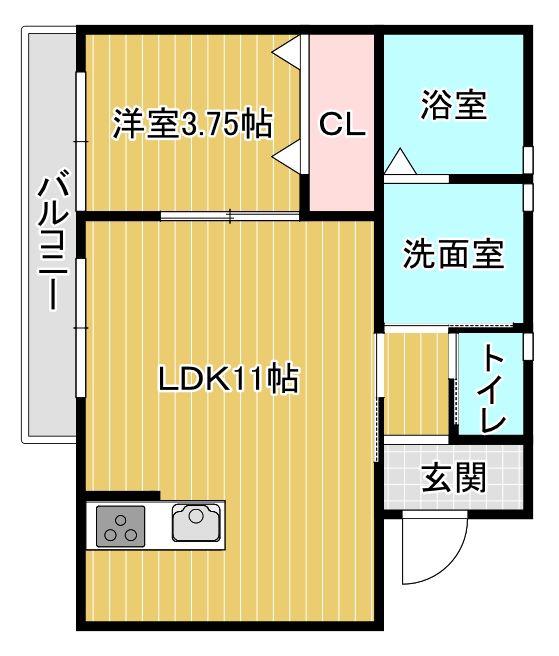 シャンドゥ・フルール(1LDK/2階)の間取り写真