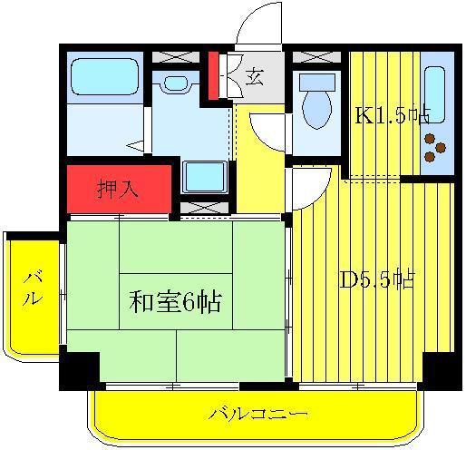 ムラカミビル(1DK/5階)の間取り写真
