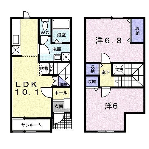 グッディ・ツー(2LDK/1階)の間取り写真